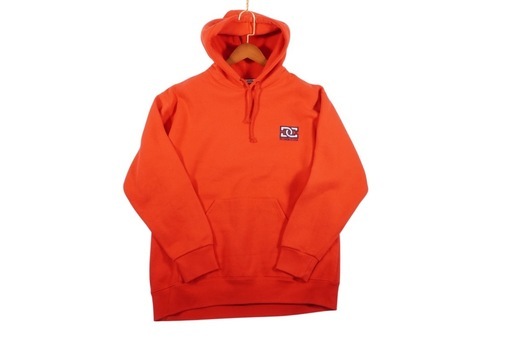 【激レア】DC SHOES ディーシー バックロゴ 刺繍 フーディー パーカー レッド 赤 L相当 ストリート Y2K ヴィンテージ 古着