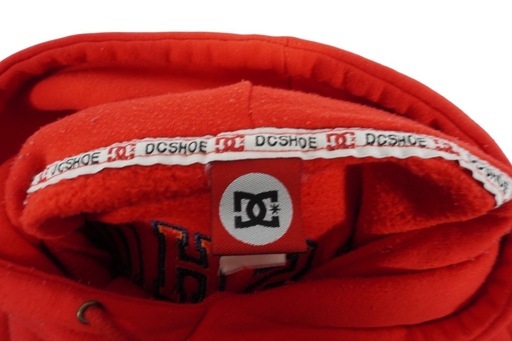 【激レア】DC SHOES ディーシー バックロゴ 刺繍 フーディー パーカー レッド 赤 L相当 ストリート Y2K ヴィンテージ 古着