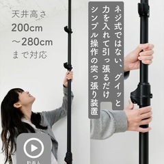 【超美品‼️】突っ張りラック 幅30×奥行30×高さ200-280/140-188cm ブラック(ツヤなし) WJE-14M(MBK) の画像