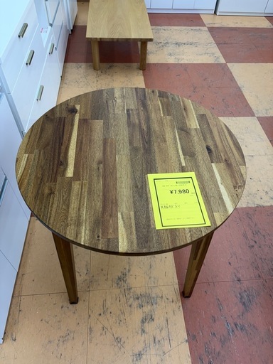★ジモティー割引有★丸テーブル イケア IKEA ナッカンネース 天板傷あり《リサイクルショップドリーム次屋店》
