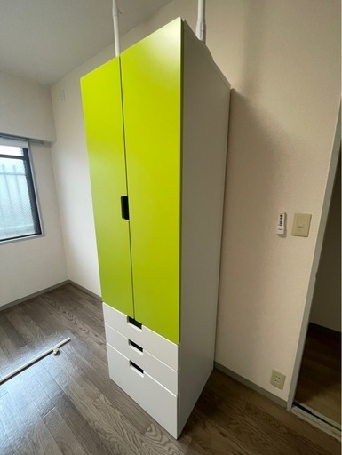 IKEA ワードローブ STUVA 子供用 タンス ワイヤーラック ハンガーラック付 収納 チェスト 希少カラー グリーン 緑 イケア IKEA STUVA 子供用洋服タンス（ワードローブ＋3段チェスト） (hirotaka
