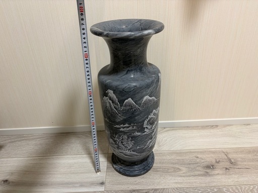 激レア大理石花瓶山水風景・飾り壺花器インテリア石彫刻 (とも) 宝殿の