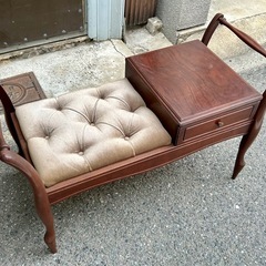 maruni マルニ木工 ベンチチェア 地中海 収納付 レトロ 木製 アンティーク 猫脚の画像