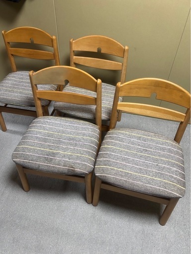 オールドカリモク　椅子　ダイニングチェア4脚セット｜DIY・リメイク・張り替え用にも