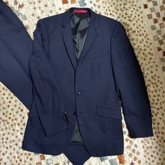 ネイビー ストライプ ビジネススーツ セットの画像
