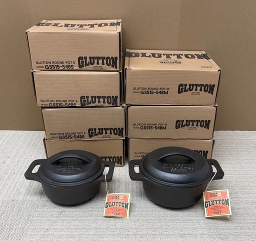 中古 DULTON ダルトン アイアン 両手鍋 GLUTTON ROUND POT GS515-548S ×4個/GS515-548M ×3個