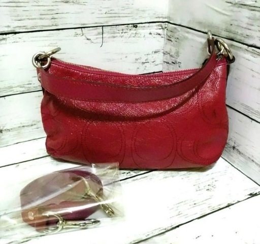 バッグ COACH パテントレザー 2WAY レッド系 目立ちませんが黒・保管 
