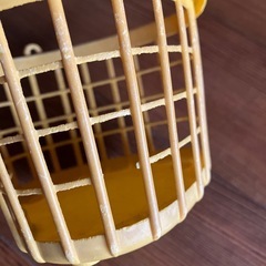 ※難あり　カゴ　ミニ　ハート形　黄　約14×12×H8.5㎝の画像