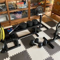 トレーニングベンチセット　バーベル付き セーフティ付き 筋トレ ベンチプレスの画像