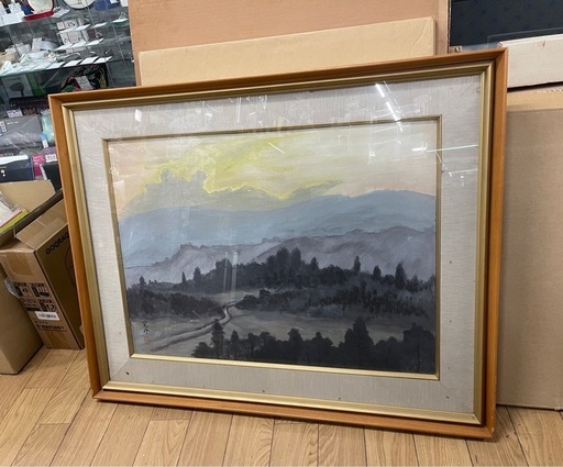 風景画 完介 額縁入り 大型 山河  買取品
