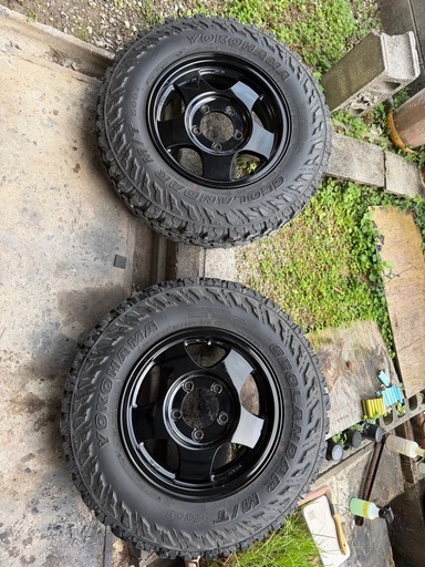 スズキ ジムニー JA11 に使用していたタイヤ（ジオランダーMT） 6.50/R/16）　＆ アルミホイール（ウレタン塗装済）  値下げしてこの価格