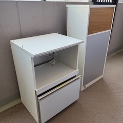 【美品】白 キッチンラック レンジ台 幅60 スリム スライド棚付き 収納力◎ の画像