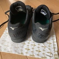 ミズノ　MIZUNO 野球　キッズ　23.5cm 黒　ブラック　スパイク　ポイント　紐　中古の画像