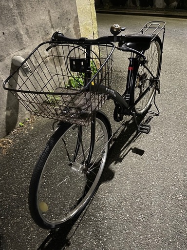 【お話し中】27型自転車 IMPRESS 7段変速ギア ライト カゴ 荷台 後輪カギ付き 黒