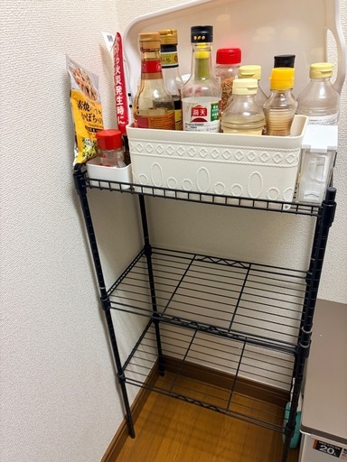 三段のブラックラック (Mirei) つくばの収納家具《食器棚、キッチン