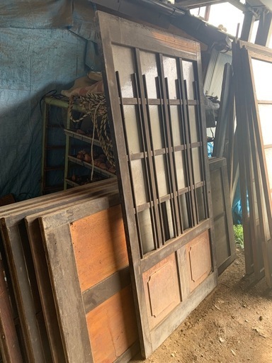 昭和レトロ 建具 格子デザイン 2枚セット すりガラス 古民家 DIY」 