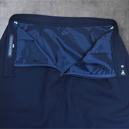 【美品】90s BURBERRYS ウール プリーツスカート 濃紺 11AR