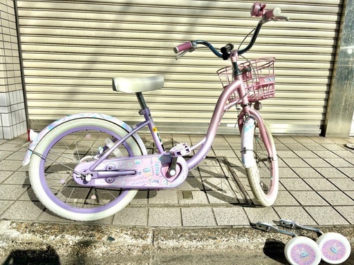 【値下げ中?GW前に是非‼️】【メゾピアノ?美品】BAA-N 18インチ 女の子用 自転車 補助輪あり 屋内保管