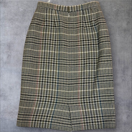 【美品】90s BURBERRYS ウール 千鳥柄チェック プリーツスカート 9