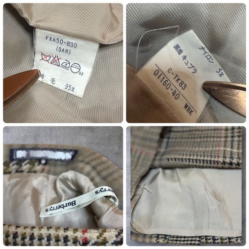 【美品】90s BURBERRYS ウール 千鳥柄チェック プリーツスカート 9