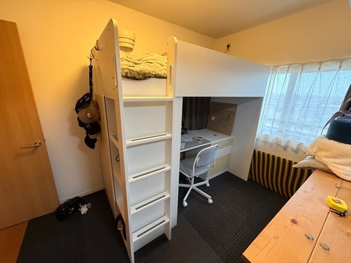 IKEA ロフトベッド SMÅSTAD（スモースター）マットレス・椅子・デスクライト付【要解体・引取限定】　※別途組立てオプション有り