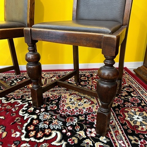 2脚セット　イギリス ヴィンテージ家具 ダイニングチェア 椅子① アンティーク オーク材 イギリス 椅子2脚セット ダイニングチェア