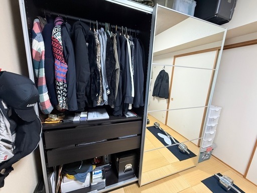 IKEA PAX（パックス）ワードローブ 鏡面引き戸付！解体支援可【引取限定】【ご希望あれば特別有料オプションもあります：組み立て支援】