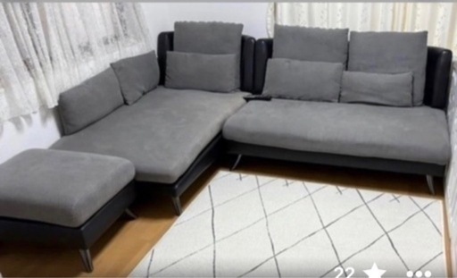 緊急！お値下げしますＬ字カウチソファーオットマン付きお話し中