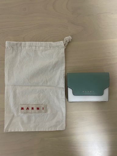 【美品】マルニ グリーン ホワイト ブラウン サフィアーノレザー 財布 ミント