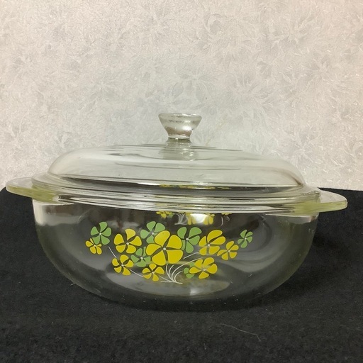 昭和レトロキャセロール鍋パイレックスPYREX ガラス調理器具蓋付
