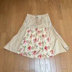 FASHION COLLECTION 花柄切り替え　ロングスカート ベージュ マキシ丈スカート　 の画像