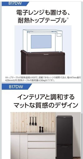 パナソニック 冷蔵庫 2ドア 168L 自動霜取り マットビターブラウン NR-B17DW-T