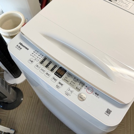 【超美品‼️】ハイセンス 2023年製 5.5kg全自動洗濯機 エディオンモデル 立体シャワー水流 ステンレス槽 ホワイト♪