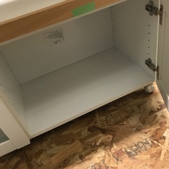 ジャングルジャングル貝塚店　ハーフレンジ台　木　木目　白　ホワイト　取手　コンセント　コード　2枚扉　引き出し　一段　中古　貝塚市　二色浜の画像
