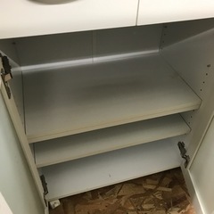 ジャングルジャングル貝塚店　ハーフレンジ台　木　木目　白　ホワイト　取手　コンセント　コード　2枚扉　引き出し　一段　中古　貝塚市　二色浜の画像