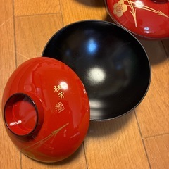 蓋付きお椀5セット(赤)
の画像