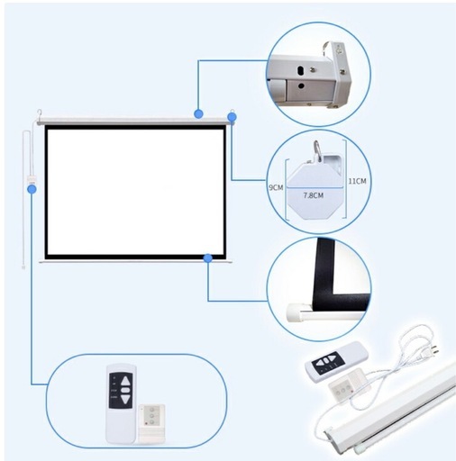 【動作確認済】100インチ 電動プロジェクタースクリーン（吊り下げ・壁掛け両用）