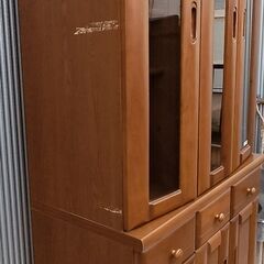 ★0円★木製の食器棚（カップボード）落ち着いたブラウンカラー★195×89×44★の画像