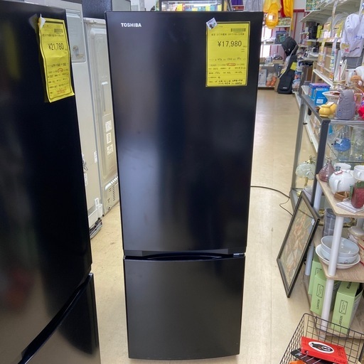 【ドリーム池田店】◎ジモティ割対象品◎東芝　170L/2ドア冷蔵庫　GR-T17BS　2022年製【99680000038815】 ドリーム池田店】◎ジモティー割対象品◎TOSHIBA東芝 2ドア冷蔵庫170L