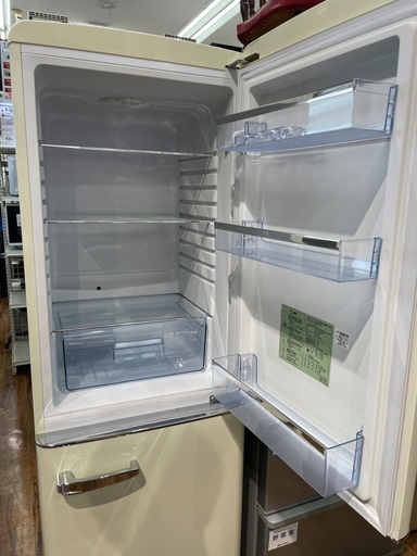 A-STAGE 2ドア冷蔵庫 GLE-198LO2WH レトロデザイン 2022年製 198L