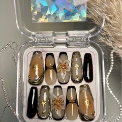 春夏ネイルチップ 3DフラワーMサイズの画像