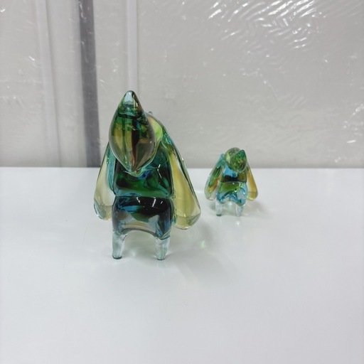 【?買取市場 柴田店】 I662 ? 美品♪ Multi Glass ダックスフント 置物２個セット ⭐ クリーニング済