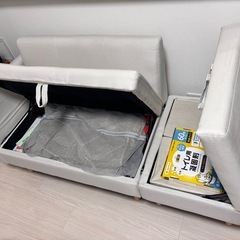 【美品】収納付きカウチソファ ベージュ レイアウト自由 ローソファ可の画像