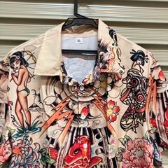 アメトラタトゥー柄 鯉 龍 花魁 芸者 和柄 アロハシャツ ロカビリーの画像