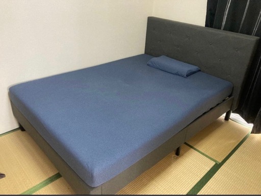 ダブルベッド マットレス付 棚 コンセント付 ブラウン(自社便は10km以内無料、それ以降1km150円になります！)「住所:茨城県古河市です。 ✓自社便は20km以内無料❇️ベッドフレーム＋ダブルマットレスセット