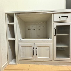 譲渡先決定【無料】スライド棚付きキッチンカウンター （白)の画像
