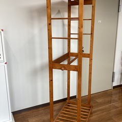 ウッドフレーム2段掛けハンガーラック【町田市再生家具】260305の画像