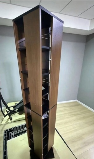 09SJ-K新品木製 360度回転式スリムブックラックシェルフ本棚8段大容量