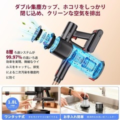 コードレス掃除機 軽量 サイクロン式 スティッククリーナー 2WAY スタンド付の画像