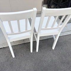 カントリー長 ホワイト 木製椅子 チェア 2脚セットの画像